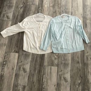 LOFT Cardigans one white one blue XL 3/4 sleeve bundle
